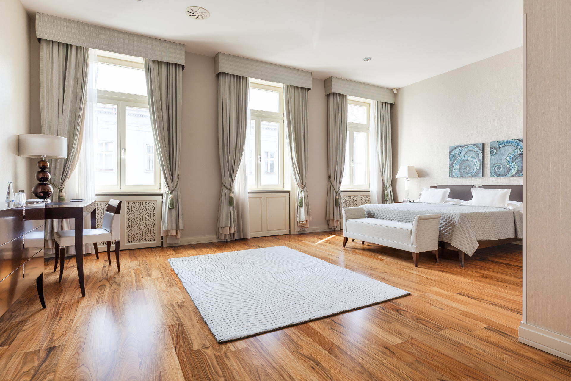 Light through tall windows in a Roset apartment